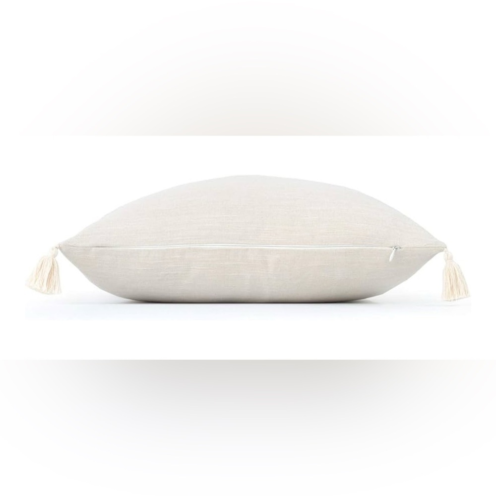 Elegant Cream Throw Pillow cover with Tassels - Picture 5 of 7